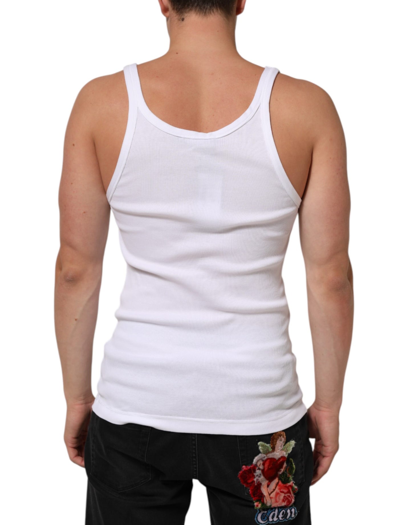 White Sleeveless Round Neck Tank Top T-shirt