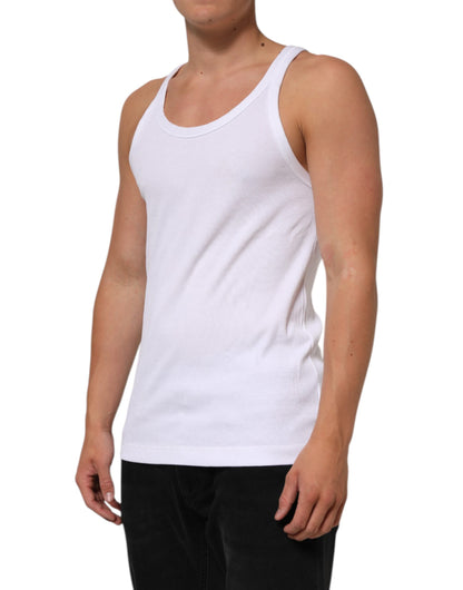 White Sleeveless Round Neck Tank T-shirt