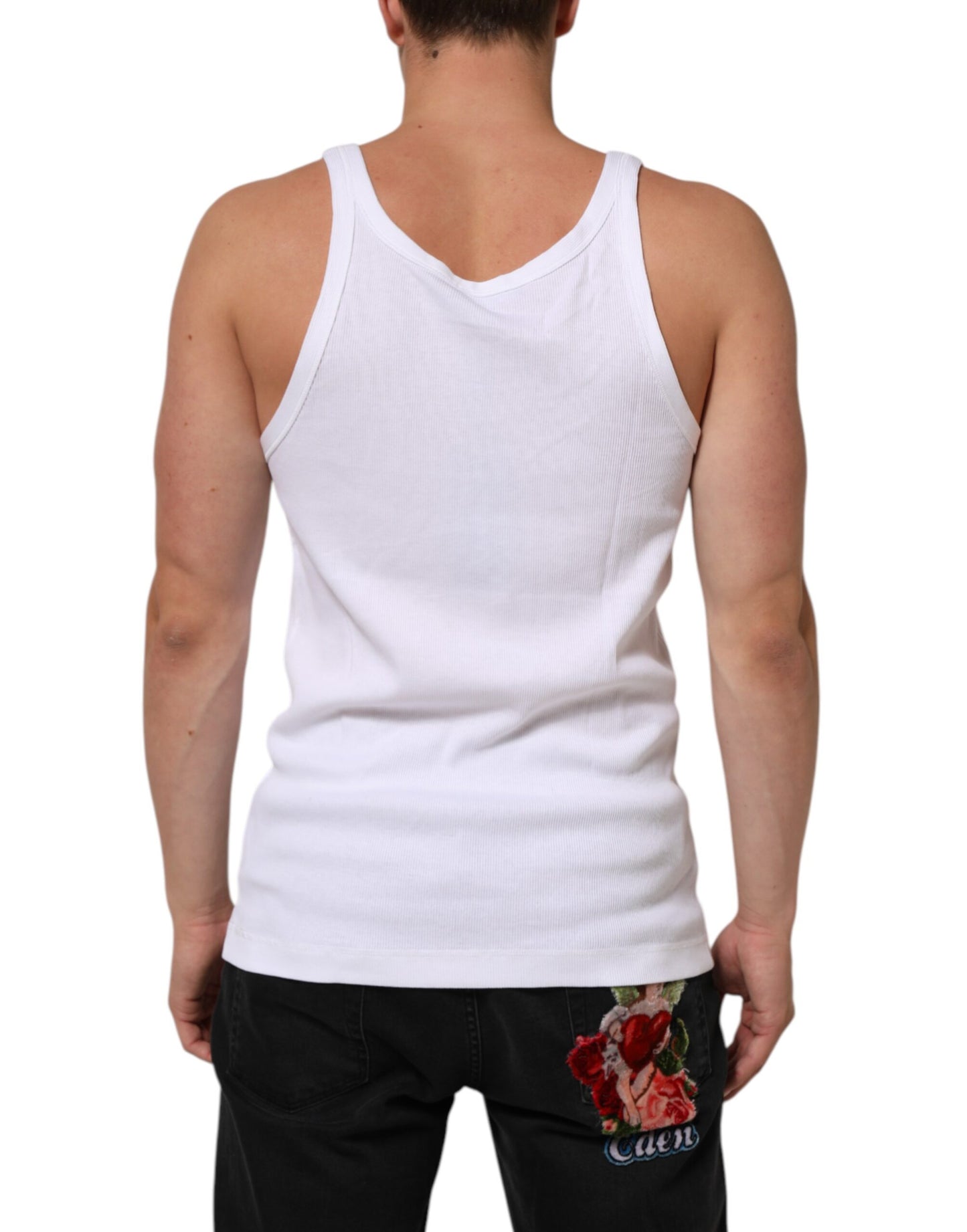 White Sleeveless Round Neck Tank T-shirt