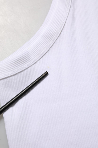 White Sleeveless Round Neck Tank T-shirt