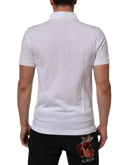 White Collared Short Sleeves Polo Men T-shirt