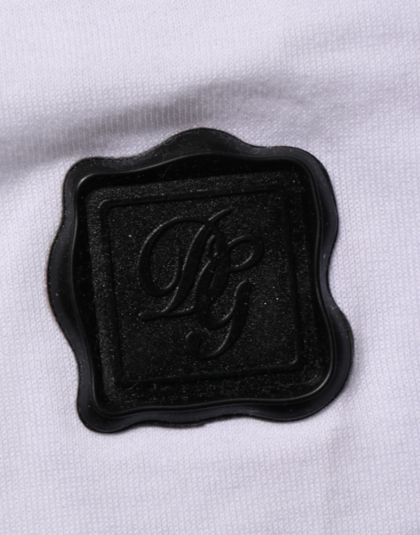 White Cotton Logo Patch Crew Neck  T-shirt