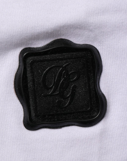 White Cotton Logo Patch Crew Neck  T-shirt