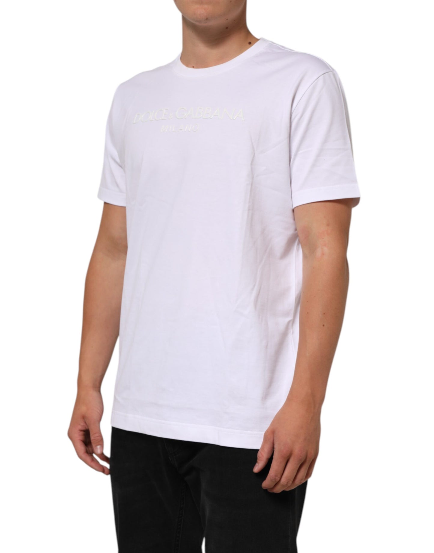White Cotton Crew Neck Short Sleeves T-shirt