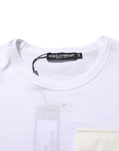 White Cotton Pocket Short Sleeves Men T-shirt