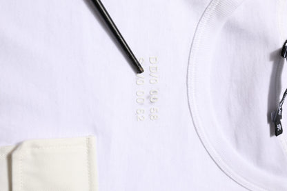 White Cotton Pocket Short Sleeves Men T-shirt