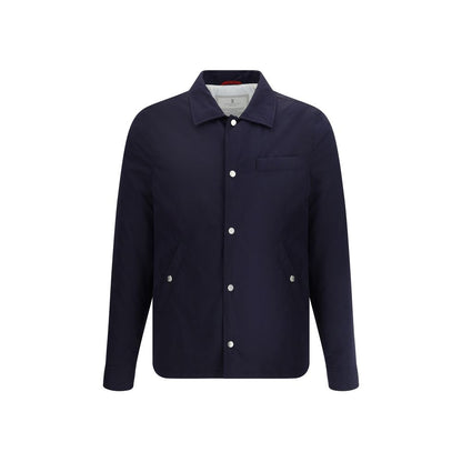 Blue Nylon Full-Length Jacket