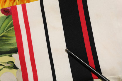 Multicolor Pachwork Charmeuse Floral Shift Dress