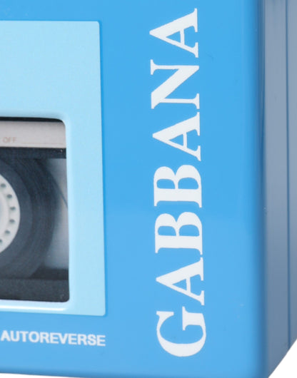 Blue Silver Wood Walkman Box Clutch Shoulder Borse Bag