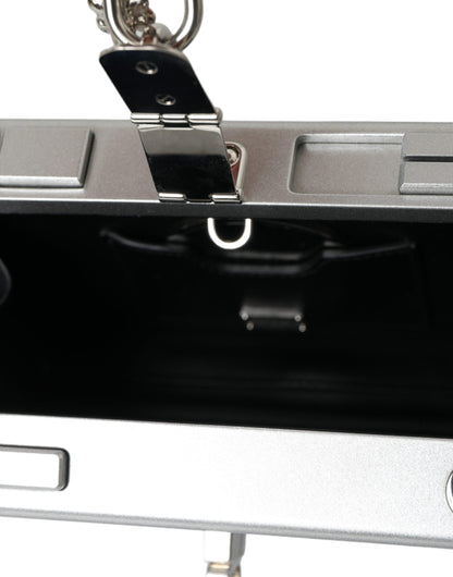 Blue Silver Wood Walkman Box Clutch Shoulder Borse Bag