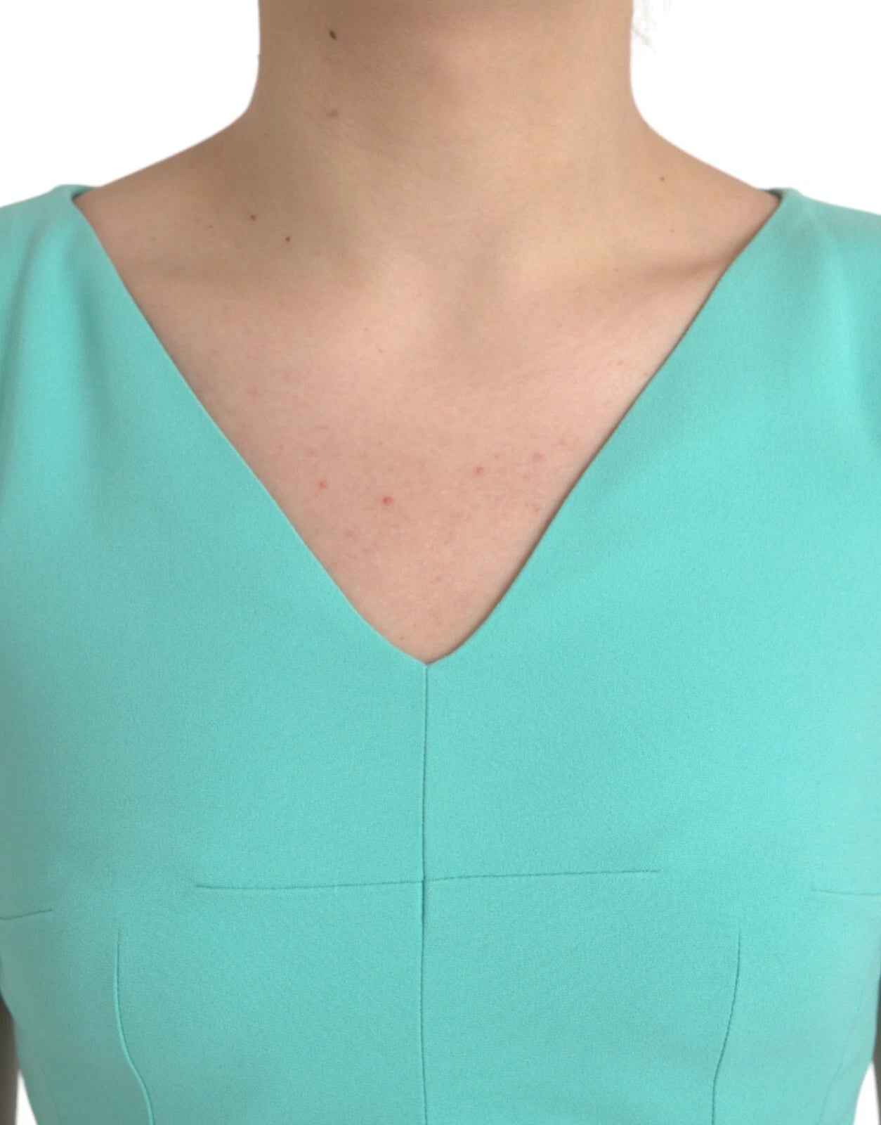 Green Viscose Sleeveless Sheath Midi Dress