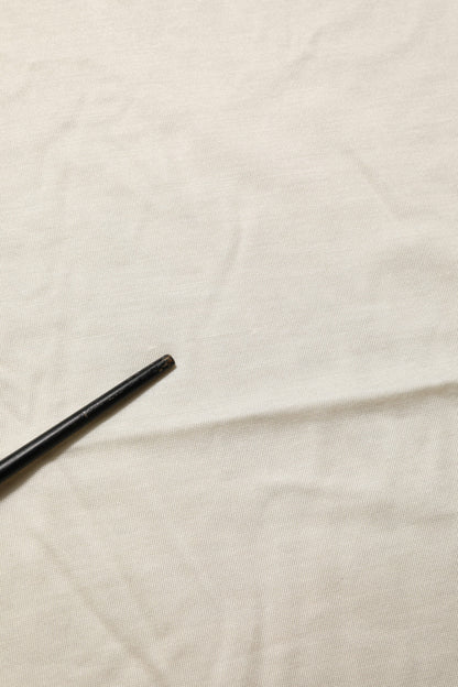 Off White Silk Crew Neck Short Sleeve T-shirt