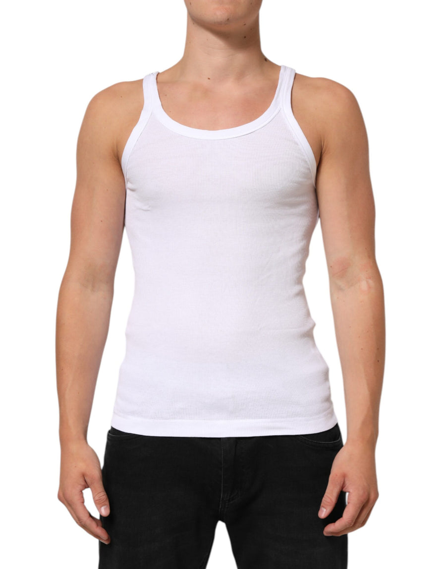 White Sleeveless Round Neck Tank Top T-shirt