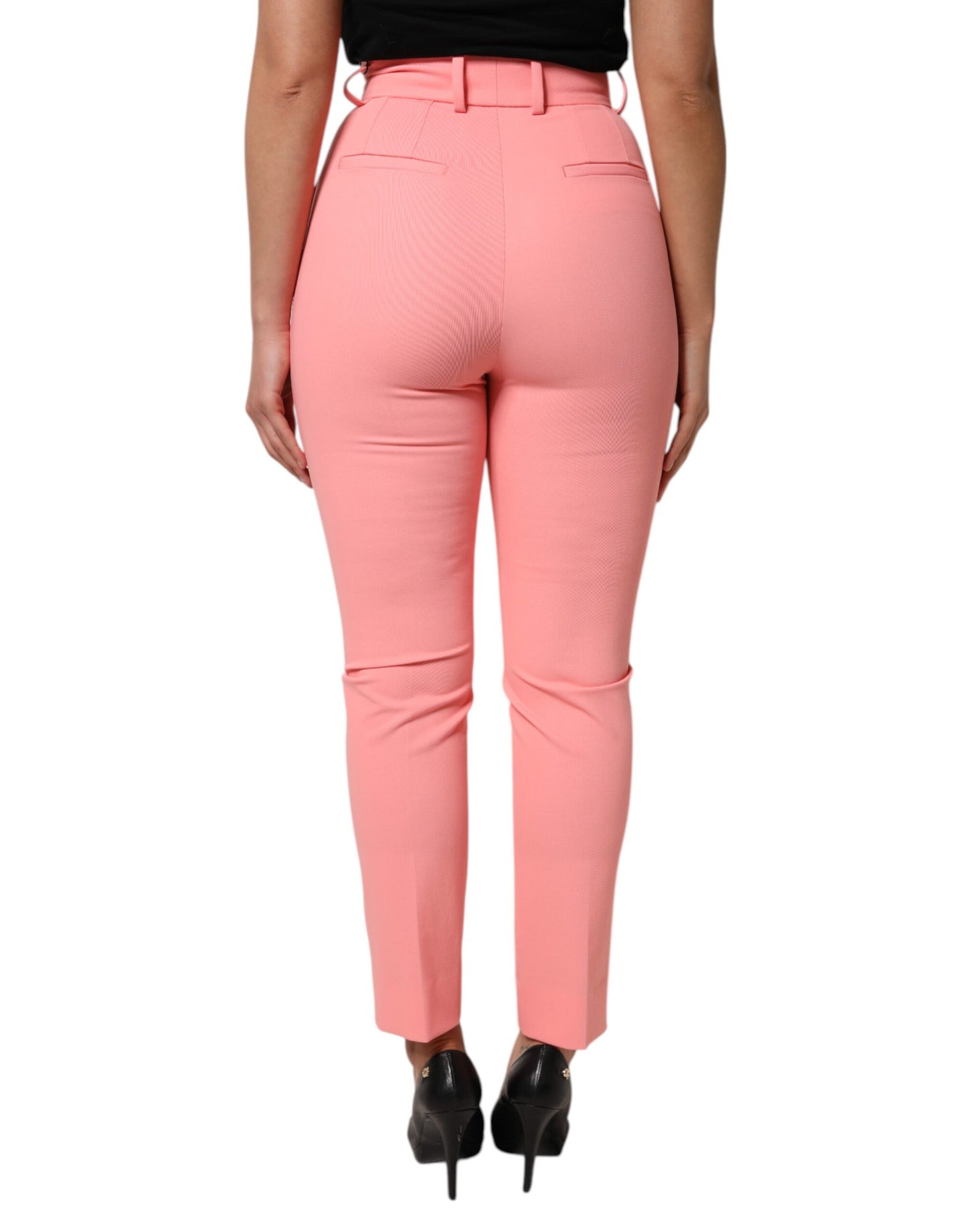 Pink High Waist Dress Tapered Trouser Pants