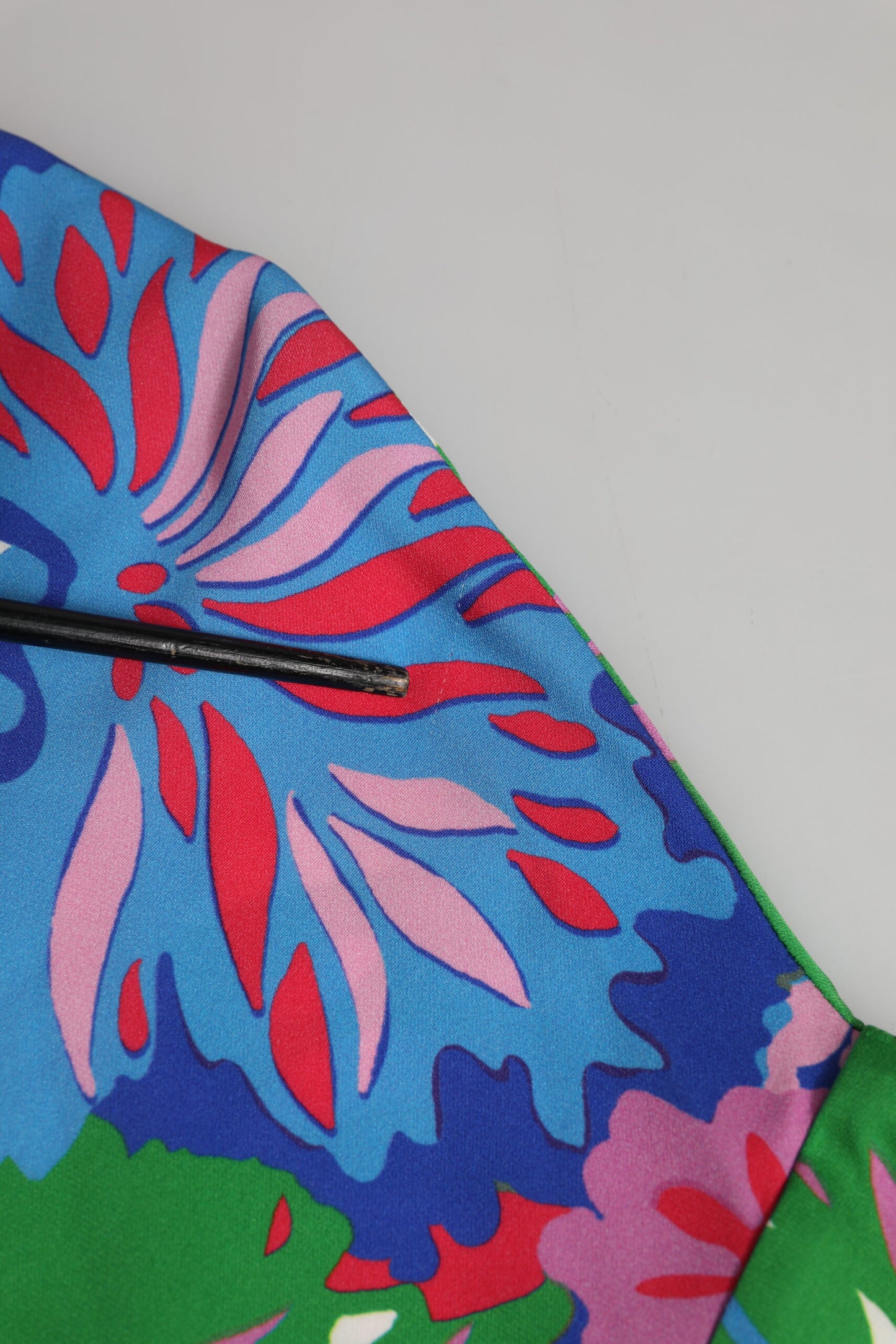 Multicolor Floral Print Silk Tunic Blouse Top