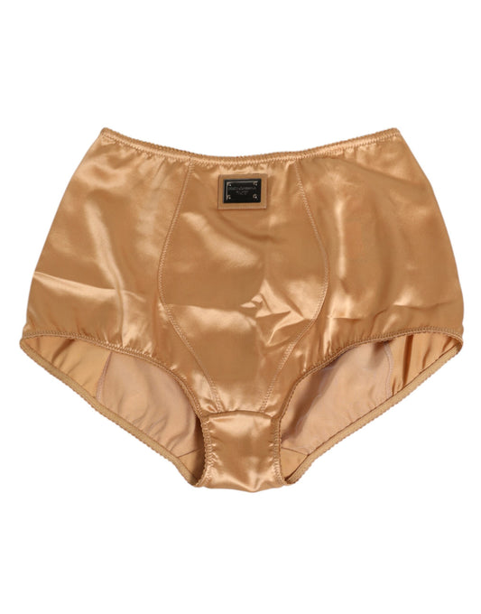 Beige Silk Stretch High Waist Girdle Underwear