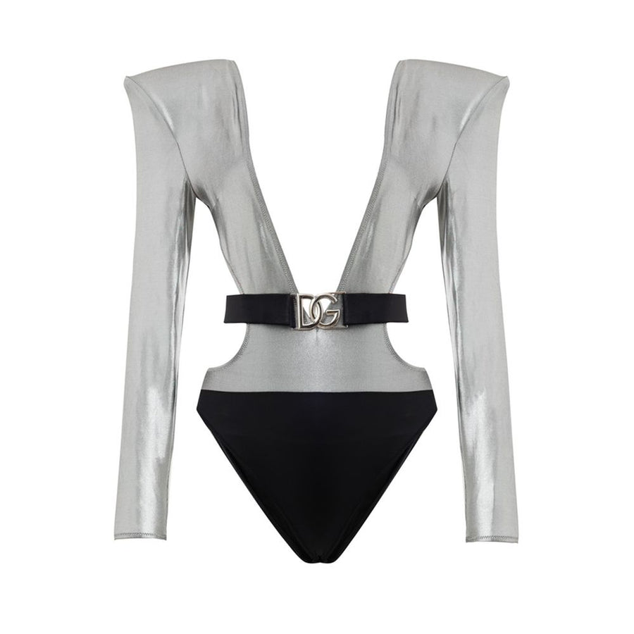 Gray Viscose One-Piece Swimsuit