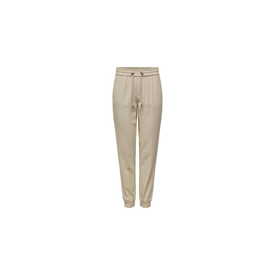 Beige Viscose Casual Pants