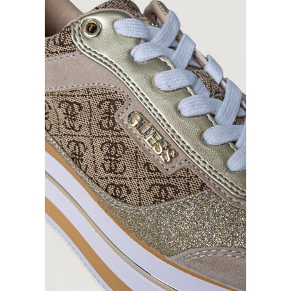 Beige Polyester Platform Sneakers