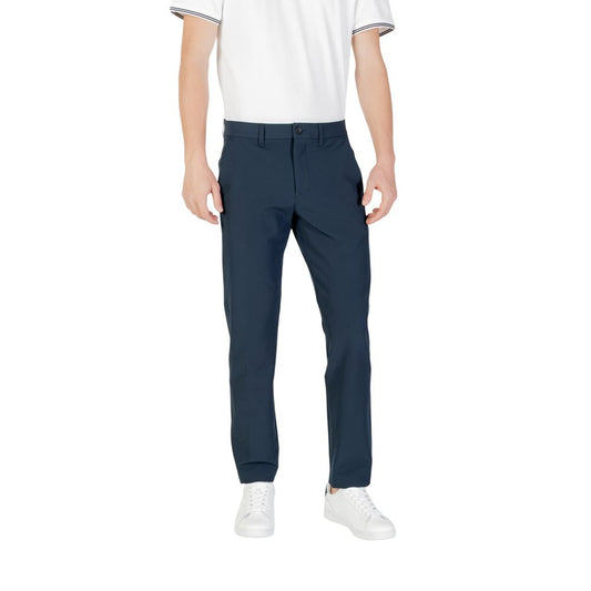 Blue Polyester Skinny Pants