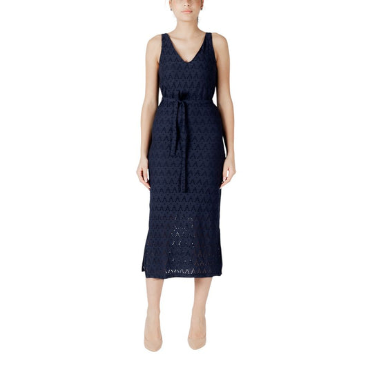 Blue Recycled Polyester Midi Dress