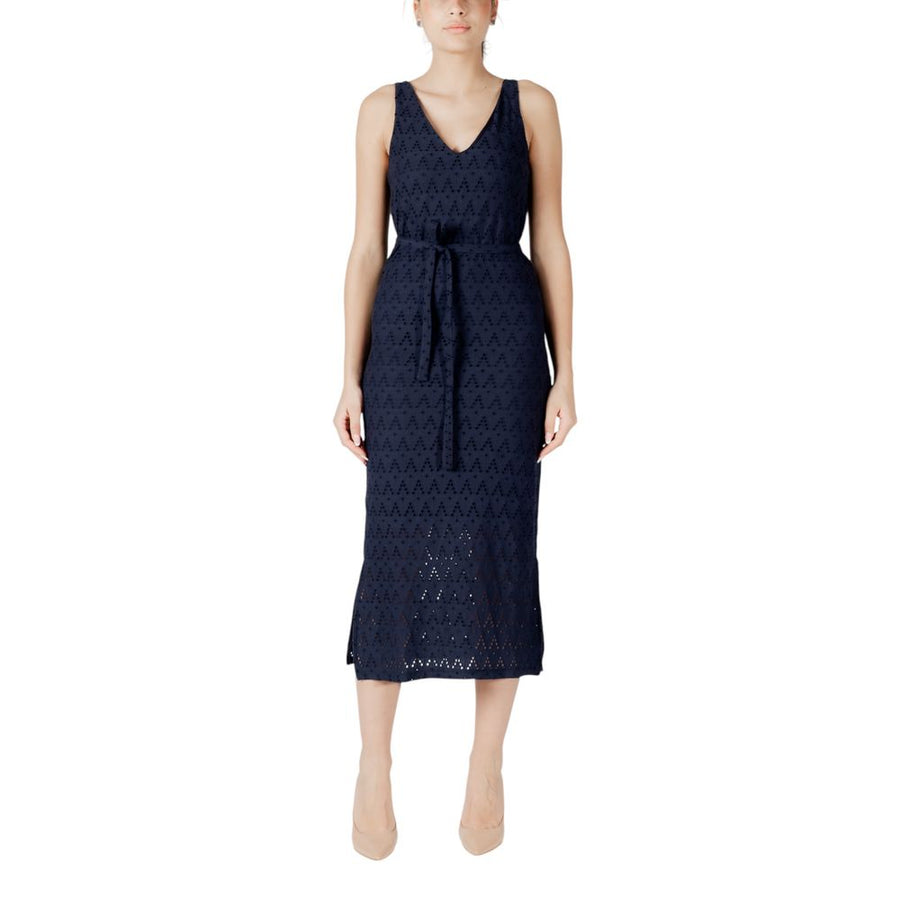 Blue Recycled Polyester Midi Dress