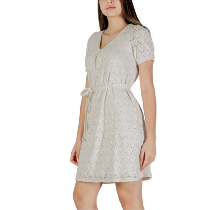 Beige Recycled Polyester Short Dress