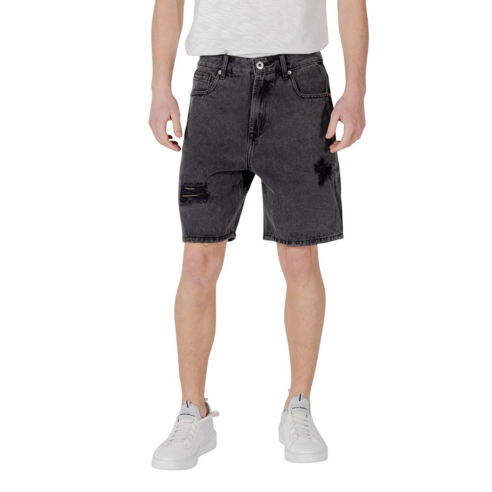 Black Cotton Bermuda Shorts