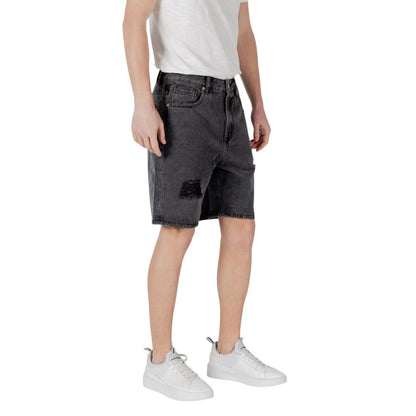 Black Cotton Bermuda Shorts
