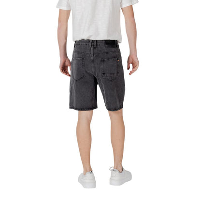 Black Cotton Bermuda Shorts
