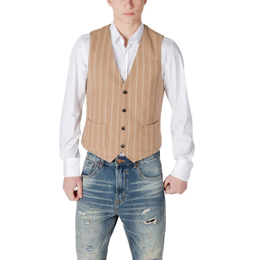 Beige Polyester Waistcoat