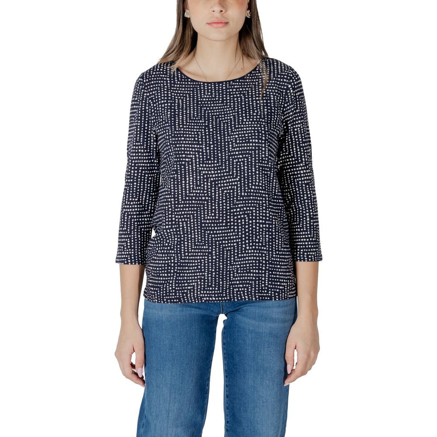 Blue Viscose Long Sleeve T-Shirt