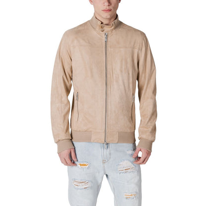 Beige Polyester Jackets & Coat