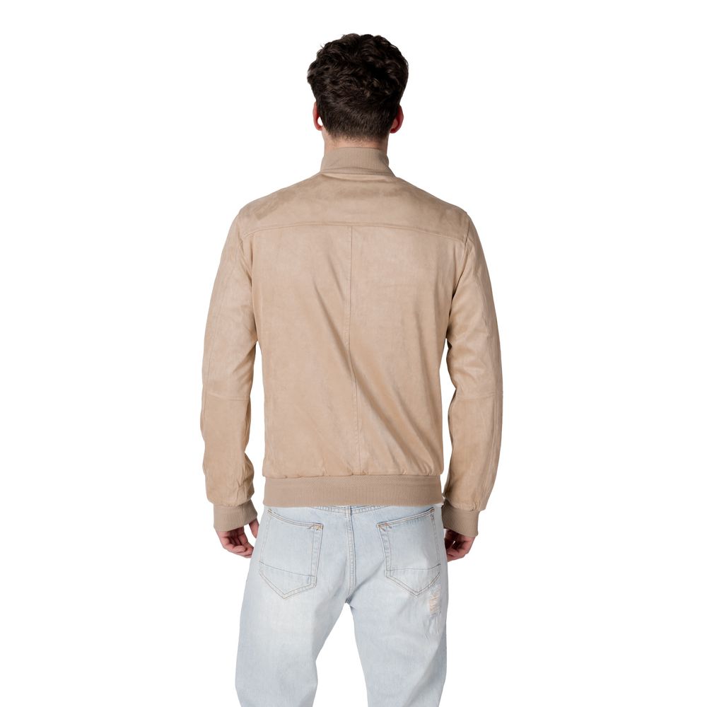 Beige Polyester Jackets & Coat