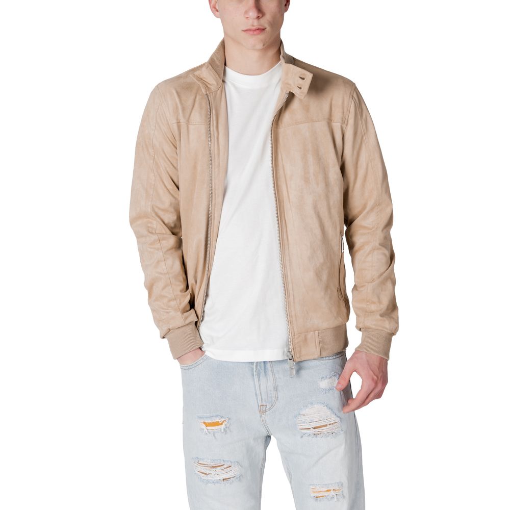 Beige Polyester Jackets & Coat