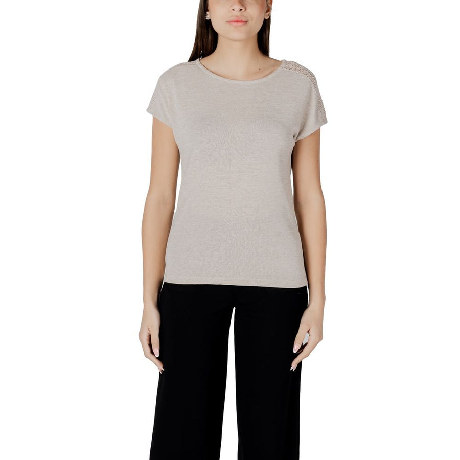Beige Polyester T-Shirt