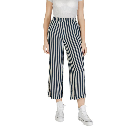 Blue Viscose Cropped Pant