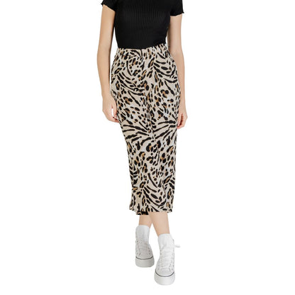 Beige Viscose Cropped Pant