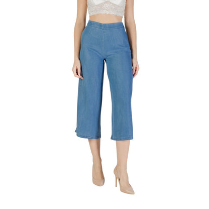 Blue Lyocell Cropped Pant