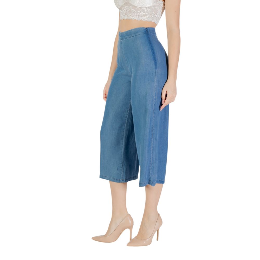 Blue Lyocell Cropped Pant
