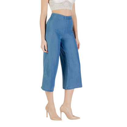 Blue Lyocell Cropped Pant