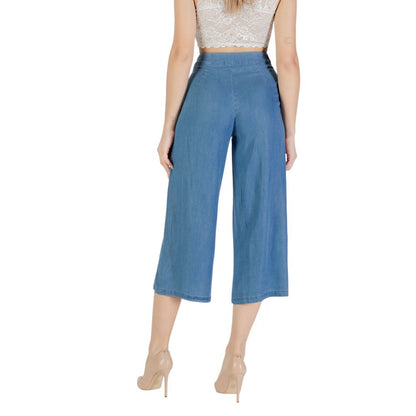 Blue Lyocell Cropped Pant