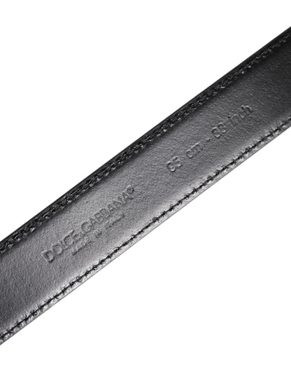 Black Calf Leather Silver Metal Buckle Belt