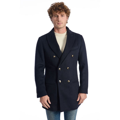 Blue Wool Men Jacket