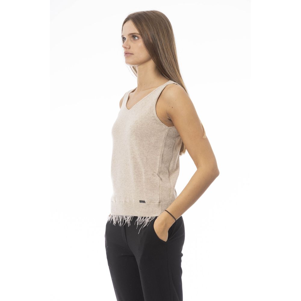 Beige Wool Women Top