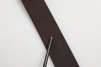 Brown Leather Baroque DG Gold Buckle Men Belt