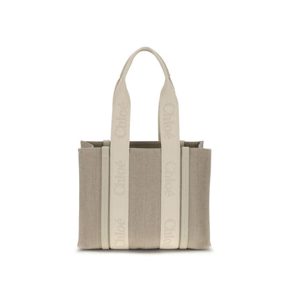 Beige Linen Shoulder Bag