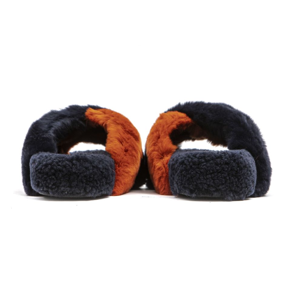 Blue Rabbit Fur Women Sandal
