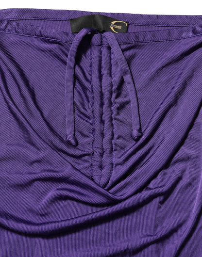 Purple Viscose Elastane Strapless Bodycon Dress