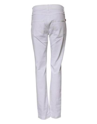 White Floral Sequined Embroid GIRLY Denim Jeans